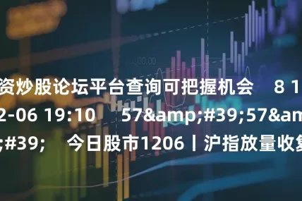 配资炒股论坛平台查询可把握机会 8 1093 2024-12-06 19:10 57'57'' 今日股市1206丨沪指放量收复3400点 下周能否向上突破? 原创 10 4964 2024-12-06 18:58 01'33'' 张耀文:中期看好国防军工板块 2603 2024-12-05 19:
